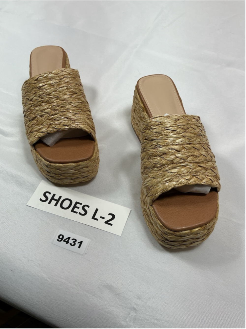 Womans New Platform Wedge Espadrille Sandals 8 Natural Woven